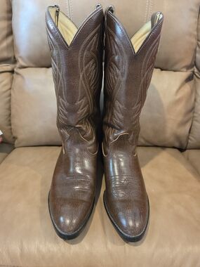 Broncos Brand Men's Brown Western Cowboy Boots - Classic Pull-On Size 10.5 D